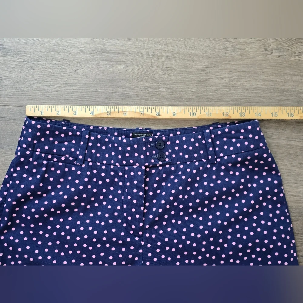 Talbots The Perfect Crop Curvy Size 4P Polka Dot Navy Pink Coastal Nautical